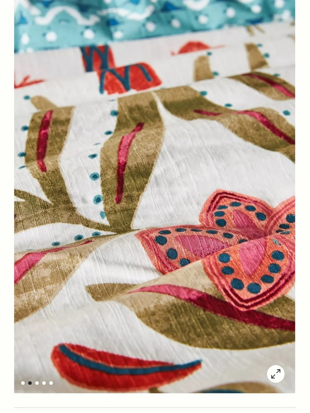 Anthropologie Manolo King Duvet Button Cover & 2 Pillow Shams Bedding Set Cotton